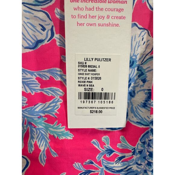 Lilly Pulitzer Ginge Shift Romper Roxie Pink Wave N Sea Size 0 NWT Women’s - Picture 3 of 8